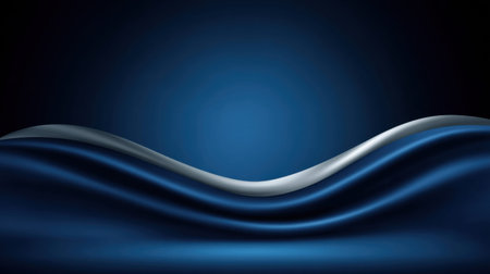 A navy blue background luxury wave abstract metallic curve smooth gradient design elegant minimal backdrop clean copy spaceの素材