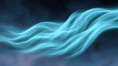 An ice sky blue background abstract wave light, premium haze dreamy motion, ultra clean cosmic energy flow with soft copy spaceの素材