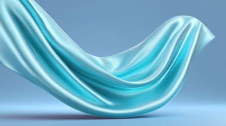 A smooth satin fabric wave sky blue premium background ultra clean copy space flowing abstract curveの素材