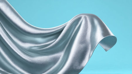 A silver fabric wave background minimalist modern concept flowing textile silver fabric wave background minimalist modern concept flowing textileの素材