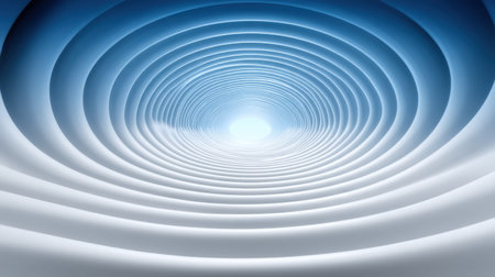 An abstract tunnel circular pattern white ring blue gradient light center futuristic background 3d render minimal design abstract tunnel backgroundの素材