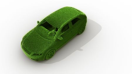 3d rendering of a green grass carの写真素材