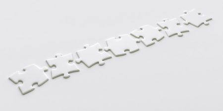 3d rendering of a puzzle game with blank piecesの写真素材