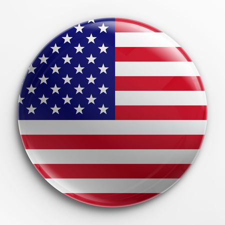 3d rendering of a badge with the American flagの写真素材