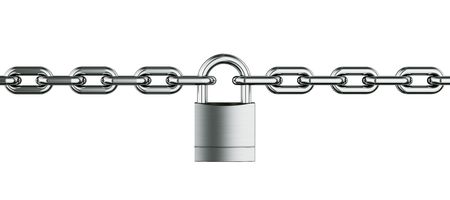 3d rendering of a padlocked chain