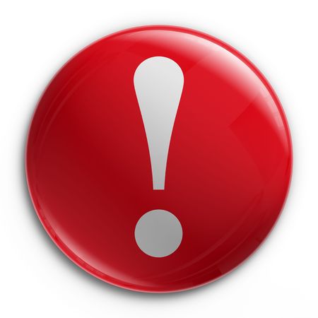 3d rendering of a badge with an exclamation pointの写真素材