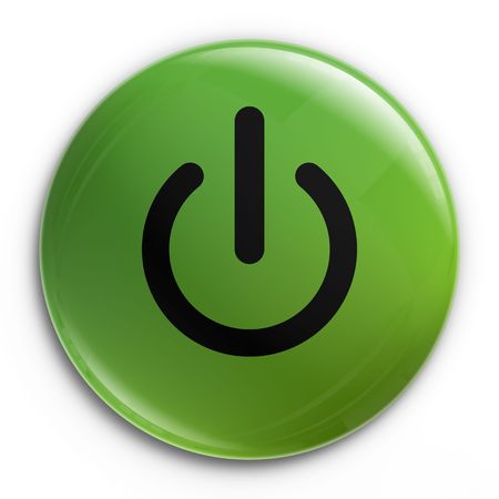 3d rendering of a badge with the on off logoの写真素材