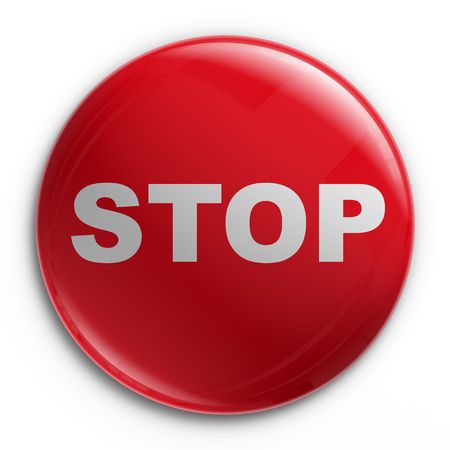 3d rendering of a badge with a STOP signの写真素材