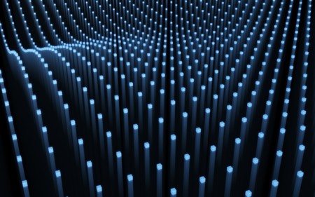 3d renderings of glowing sticks in a wavy patternの写真素材
