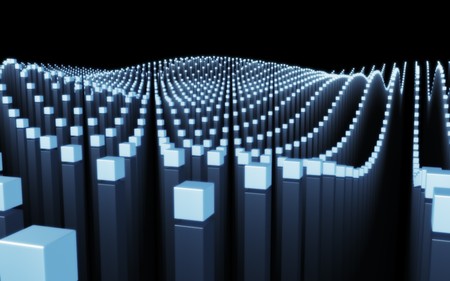 3d renderings of glowing sticks in a wavy pattern