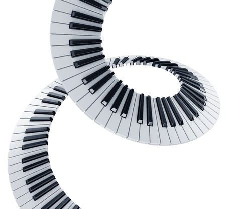 3d rendering of piano keys in a spiralの写真素材