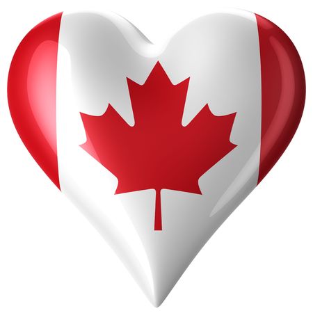 3d rendering of a heart with canadian flagの写真素材
