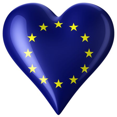3d rendering of a heart with european flagの写真素材