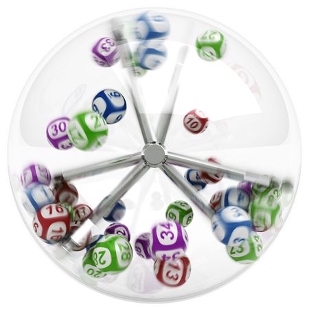 3d rendering of lottery machine with ballsの写真素材