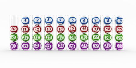 3d rendering of lottery balls in glass tubes