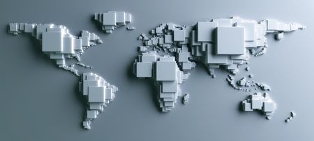 3d rendering of the world made out of blocksの写真素材