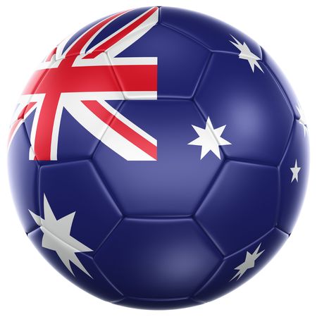 3d rendering of a Australian soccer ball isolated on a white backgroundの写真素材