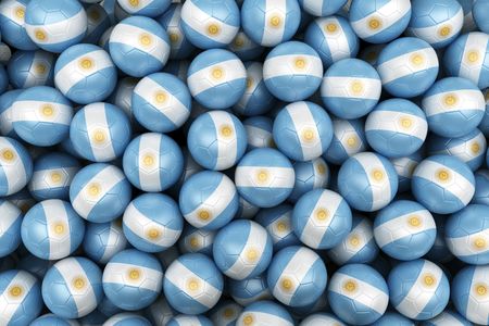 3d rendering of Argentinian soccer balls. Perfect for backgroundの写真素材