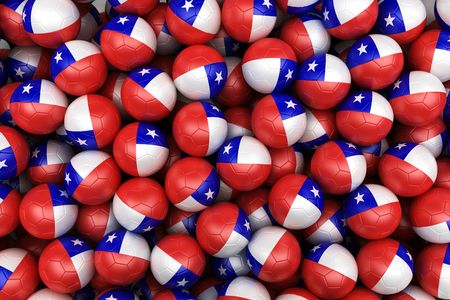 3d rendering of Chilean soccer balls. Perfect for backgroundの写真素材