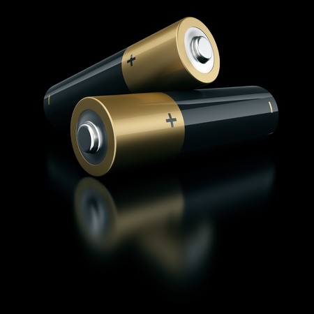 3d rendering of two batteriesの写真素材