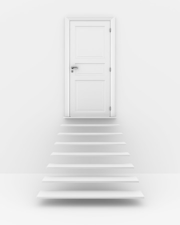 3d rendering of a door at the top of some stairsの写真素材