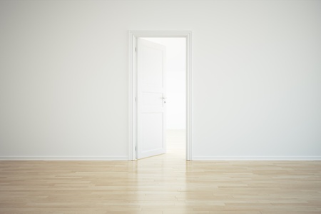 3d rendering of a room with an open doorの写真素材