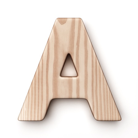 3d rendering of the letter A in gold metal on a white isolated background.の写真素材