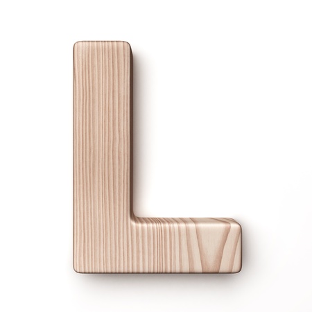 3d rendering of the letter L in gold metal on a white isolated background.の写真素材