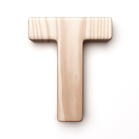 3d rendering of the letter T in gold metal on a white isolated background.の写真素材