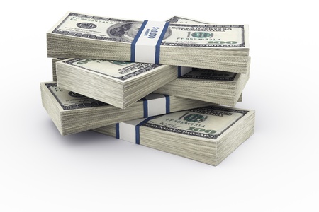 3d rendering of a stack of 100 dollar bills.