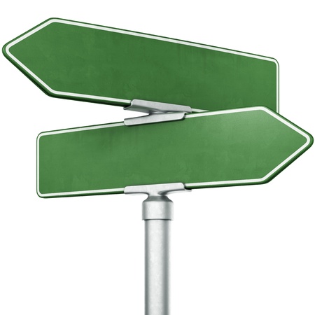3d rendering of blank signs pointing in opposite directions 3d rendering of blank signs pointing in opposite directions