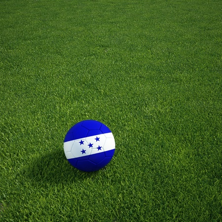 3d rendering of a Honduran soccerball lying on grassの写真素材