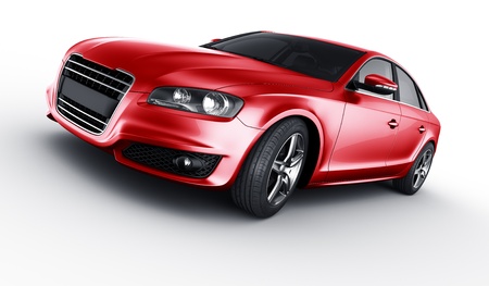 3d rendering of a brandless generic red carの写真素材