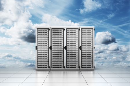 3d rendering of computer server in the clouds symbolizing cloud computing