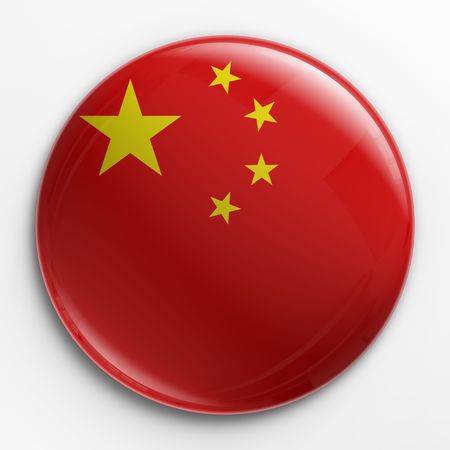3d rendering of a badge with the Chinese  flagのeditorial素材