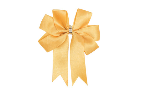 Golden ribbon isolated on white の写真素材