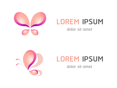 Pink butterfly iconsのイラスト素材