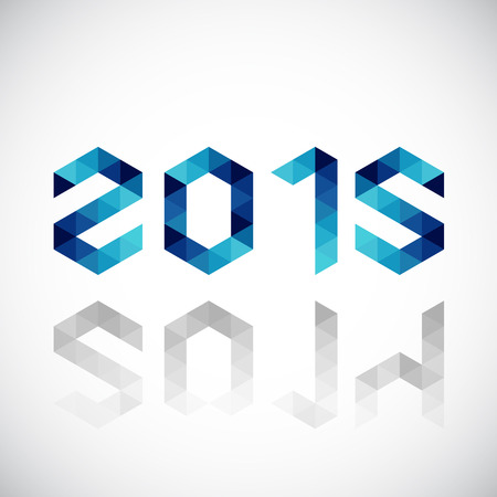 Happy New Year 2015 made in polygonal origami style - 2014 change to 2015のイラスト素材