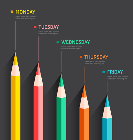 Infographic with color pencils chart -Vector Illustrationのイラスト素材