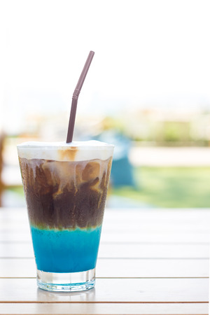 Coffee with liqueur and whipped milkの写真素材