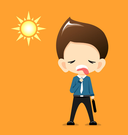 Businessman very hot with the sun-Vector Illustrationのイラスト素材
