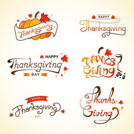 Thanksgiving typography design set-Vector Illustrationのイラスト素材