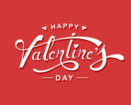 Happy Valentine's Day hand lettering design. Vector Illustrationのイラスト素材