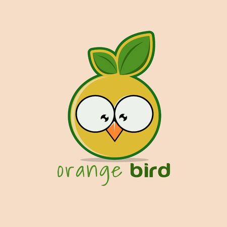 Illustration of cute orange bird character.のイラスト素材