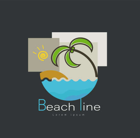 beach line vector illustration for clothes or souvenir designsのイラスト素材