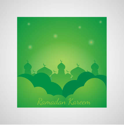Ramadan Kareem Greeting Card with mosque landscape. Holy Ramadan. Fasting month for Muslims.のイラスト素材