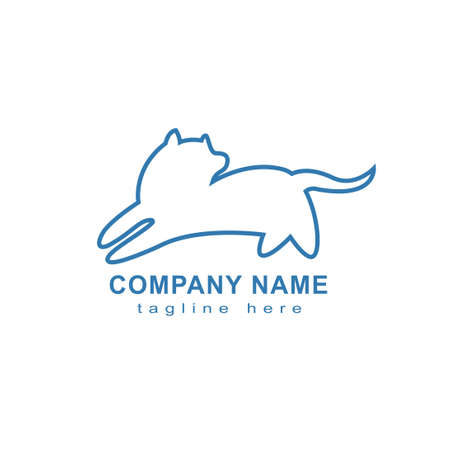 minimalist monoline line art outline dog or the like logo icon template vector illustrationのイラスト素材