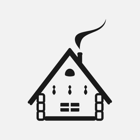 Mountain cottage icon, a wooden house for family holiday, vectorのイラスト素材