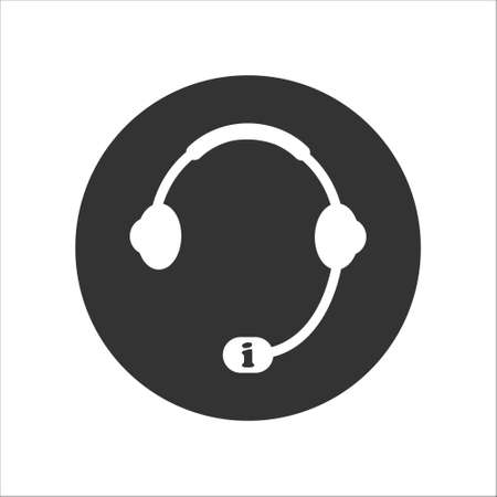 Hotline call center, information support icon. Flat style graphic design, isolated on black rounded background. Vector eps 10のイラスト素材