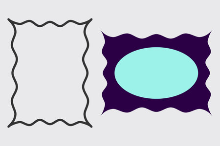 Decorative curved frames for web cards. Oval text space, rectangle form frame.のイラスト素材